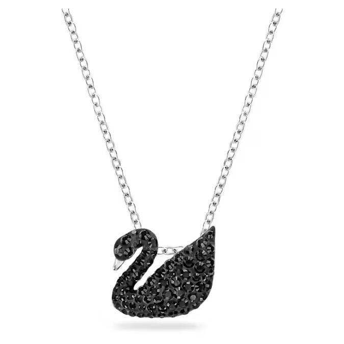 SWAROVSKI Iconic Swan Chain Pendant Swan Fine Code Black White Gold