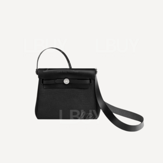 Hermes Herbag Zip 20 Bag Black Silver Buckle