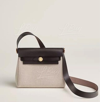 Hermes Herbag Zip 20 Bag 烏木色米白拼金扣