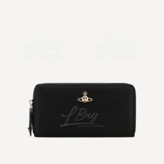 Vivienne Westwood 黑色牛皮 拉链 长银包