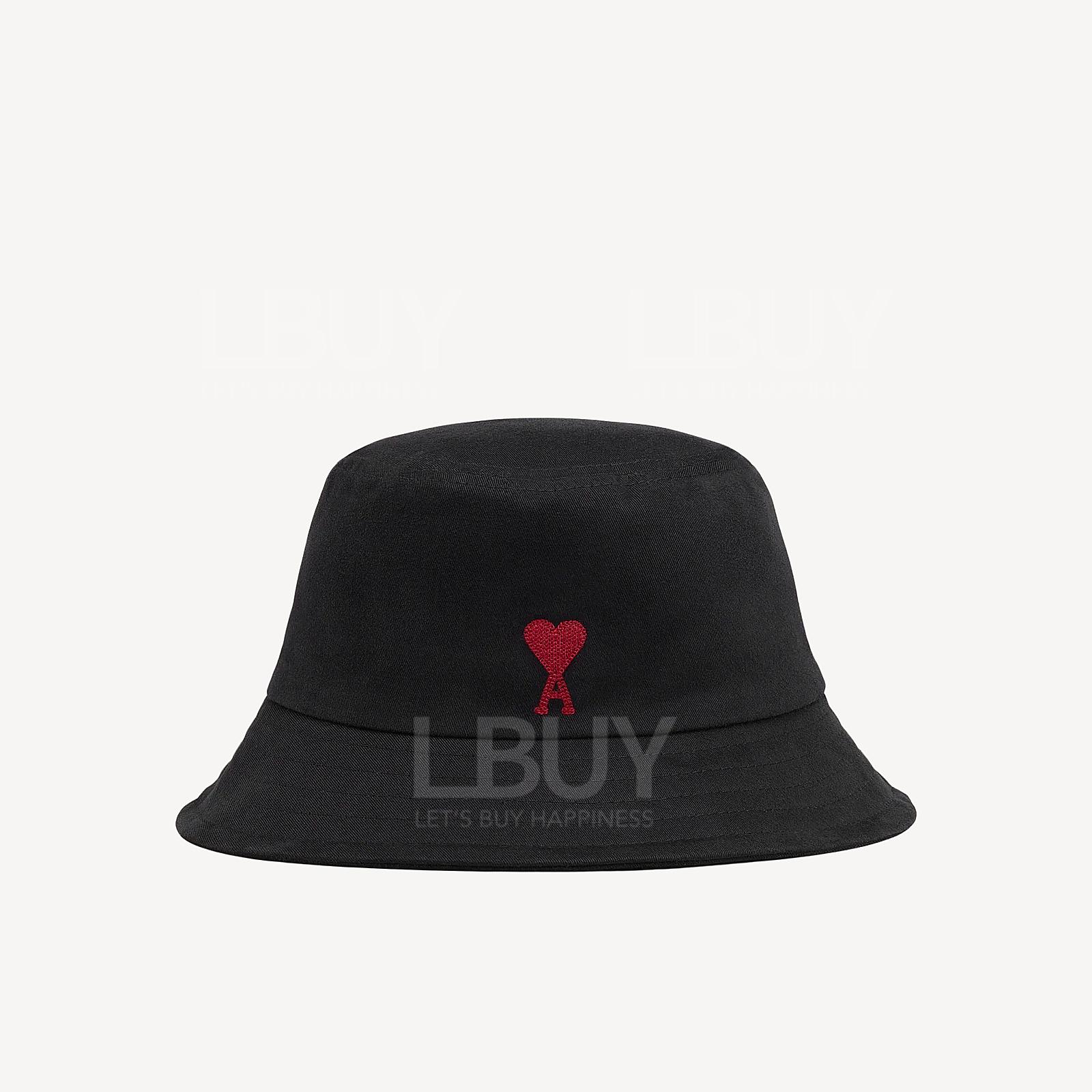 Ami Paris 紅色刺繡Logo 黑色 漁夫帽