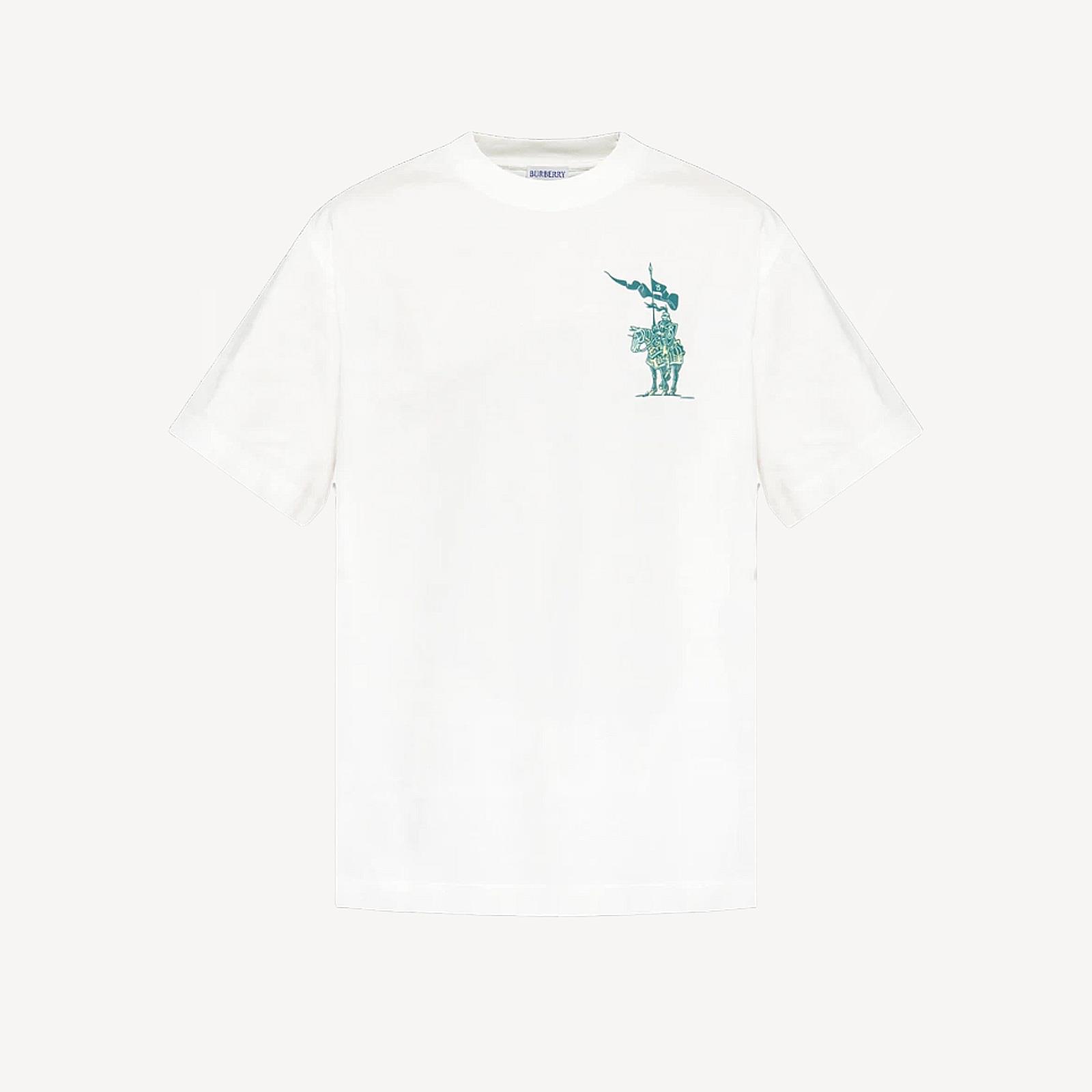 Burberry 绿色战马Logo白色T-Shirt 8102451