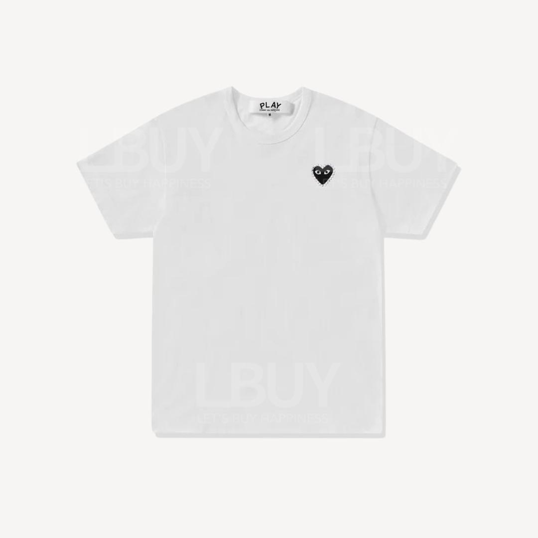 Comme Des Garçons Black Heart Logo Round Diamond Neutral White Tee