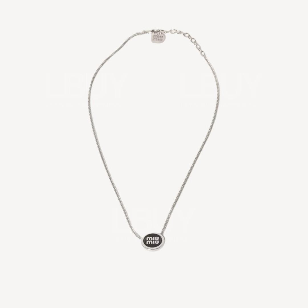 Miu Miu Black Silver Round Necklace