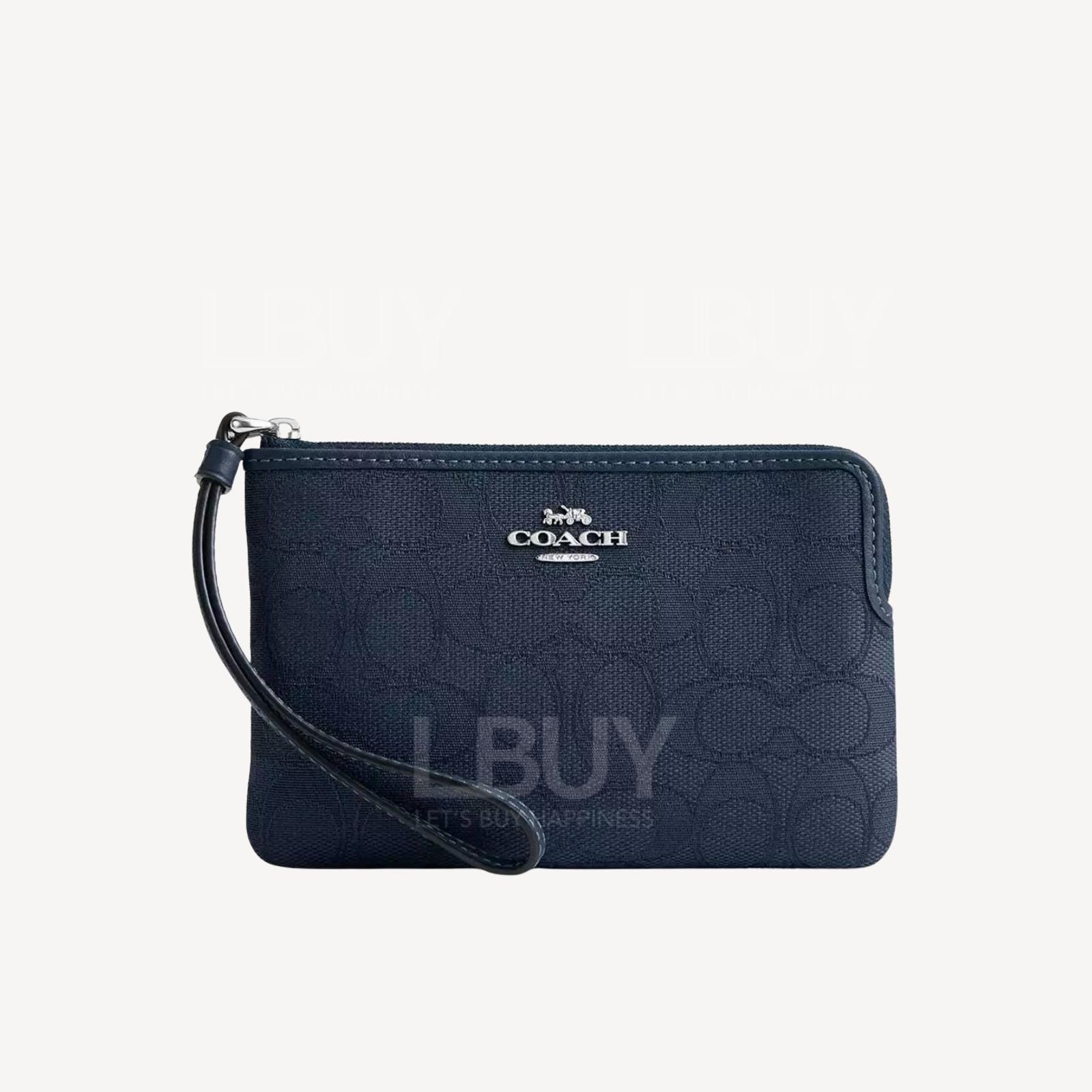 Coach Corner Zip Wristlet In Signature Jacquard