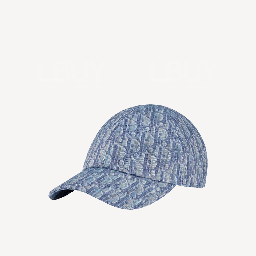 Dior Oblique Cap Light Blue Cotton Twill