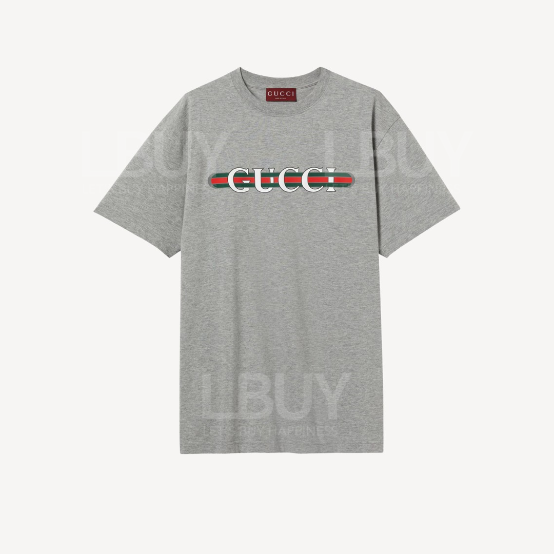 Gucci PRINTED COTTON KNITTED GREY T-SHIRT 784361