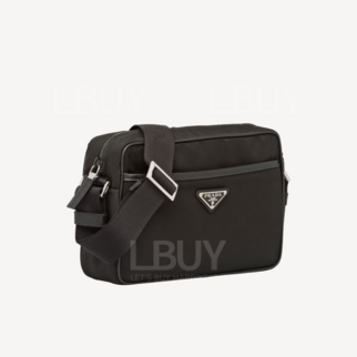 Prada Re-Nylon and Saffiano Leather Shoulder Bag Black 2VH048
