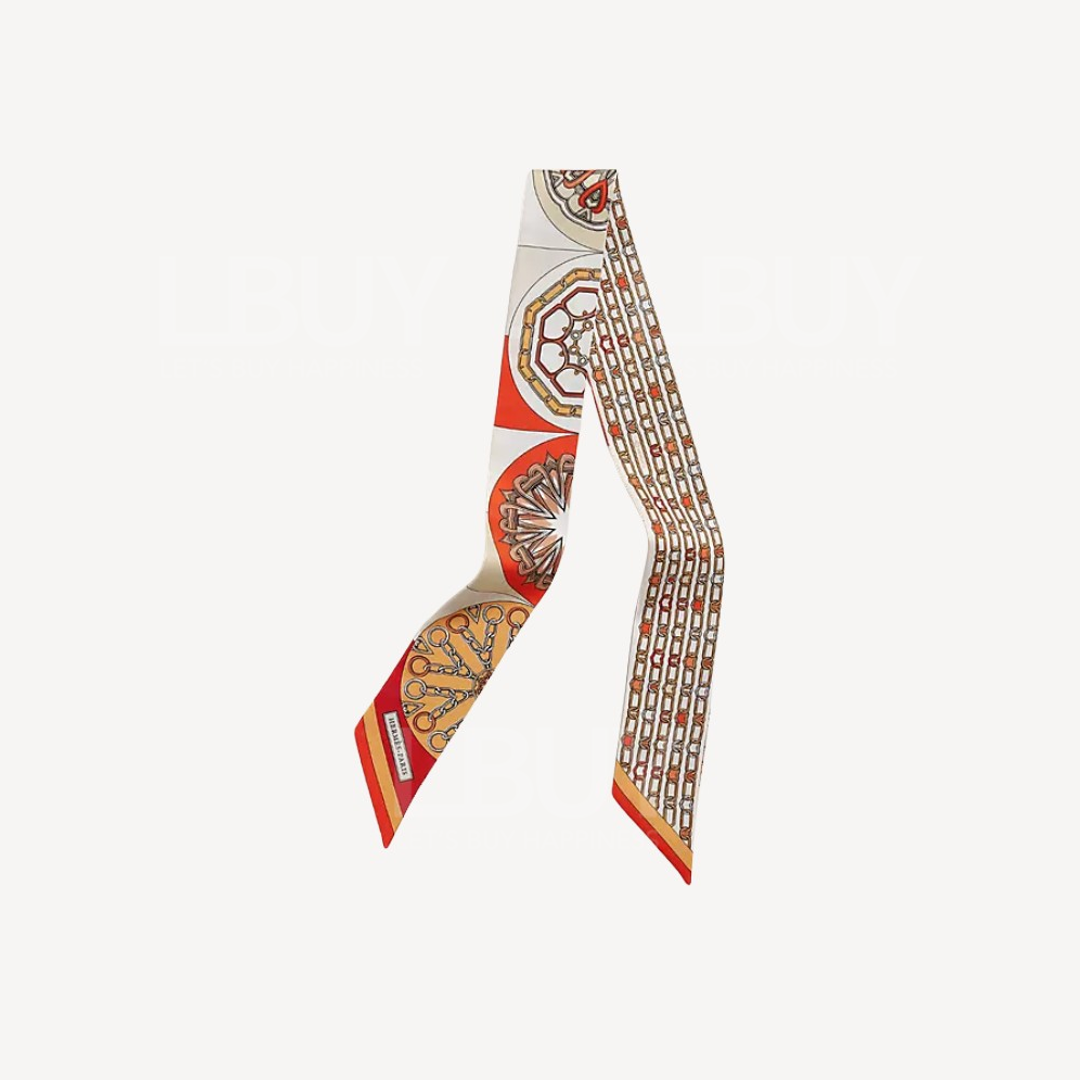 Hermes Effet Kaleidoscope Twilly 橙色 白色 朱紅色
