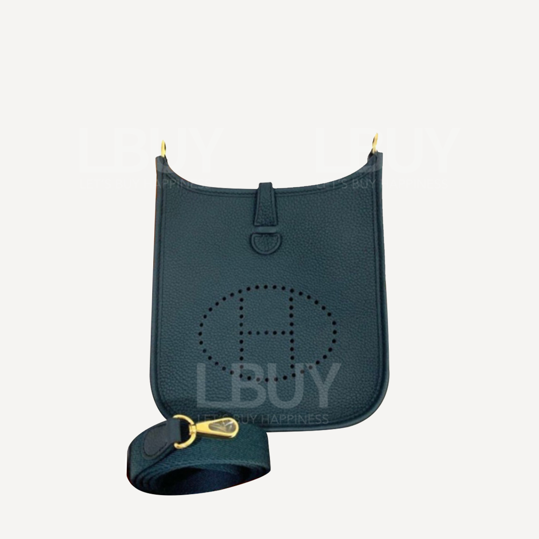 Hermes Mini Evelyne 16 Amazone Bag Pine Green Gold Buckle K stamp