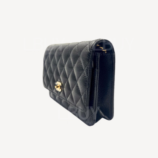 Chanel CC Logo Black Gold Lock WOC AP4241