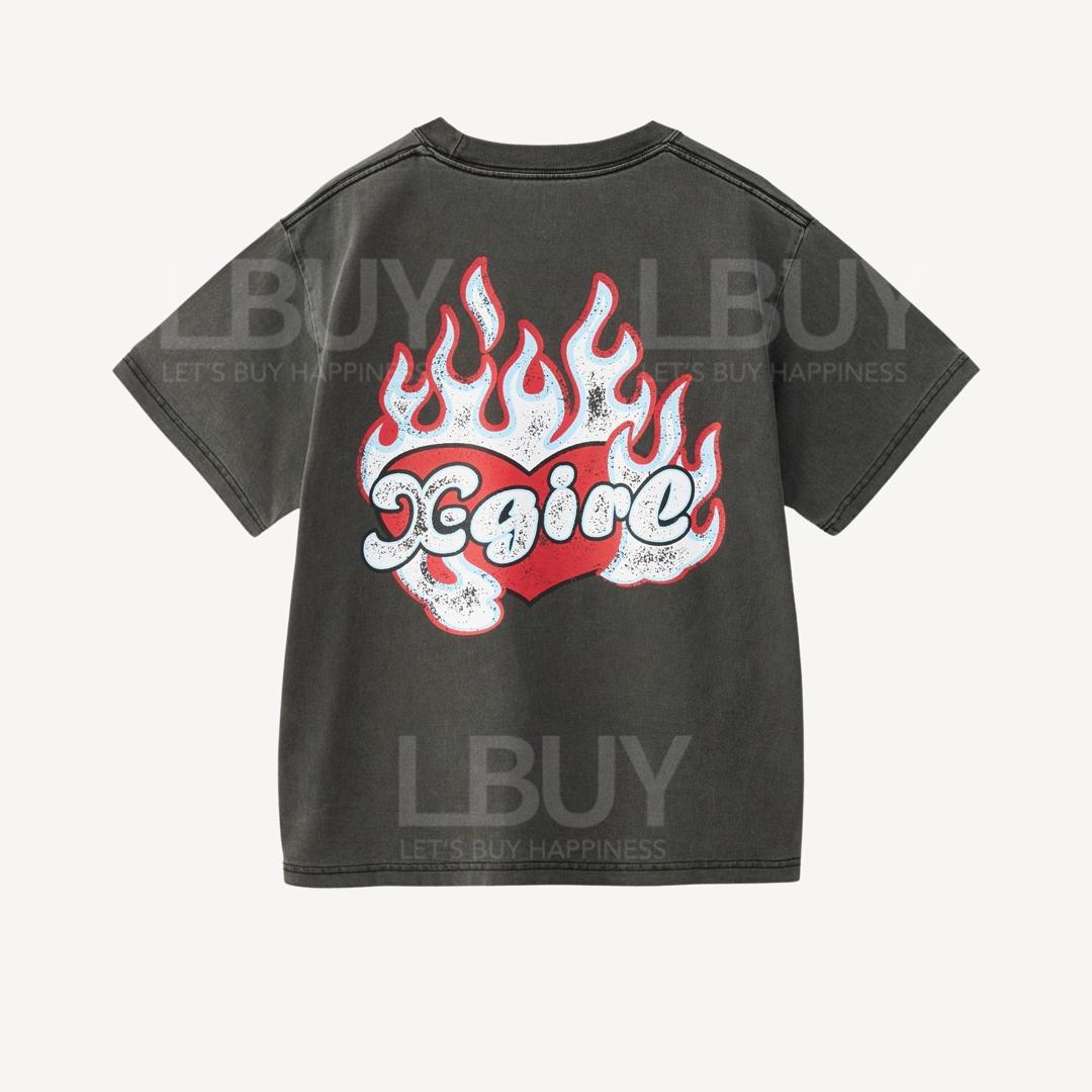 X-Girl Fire Heart Logo S/S Tee Charcoal