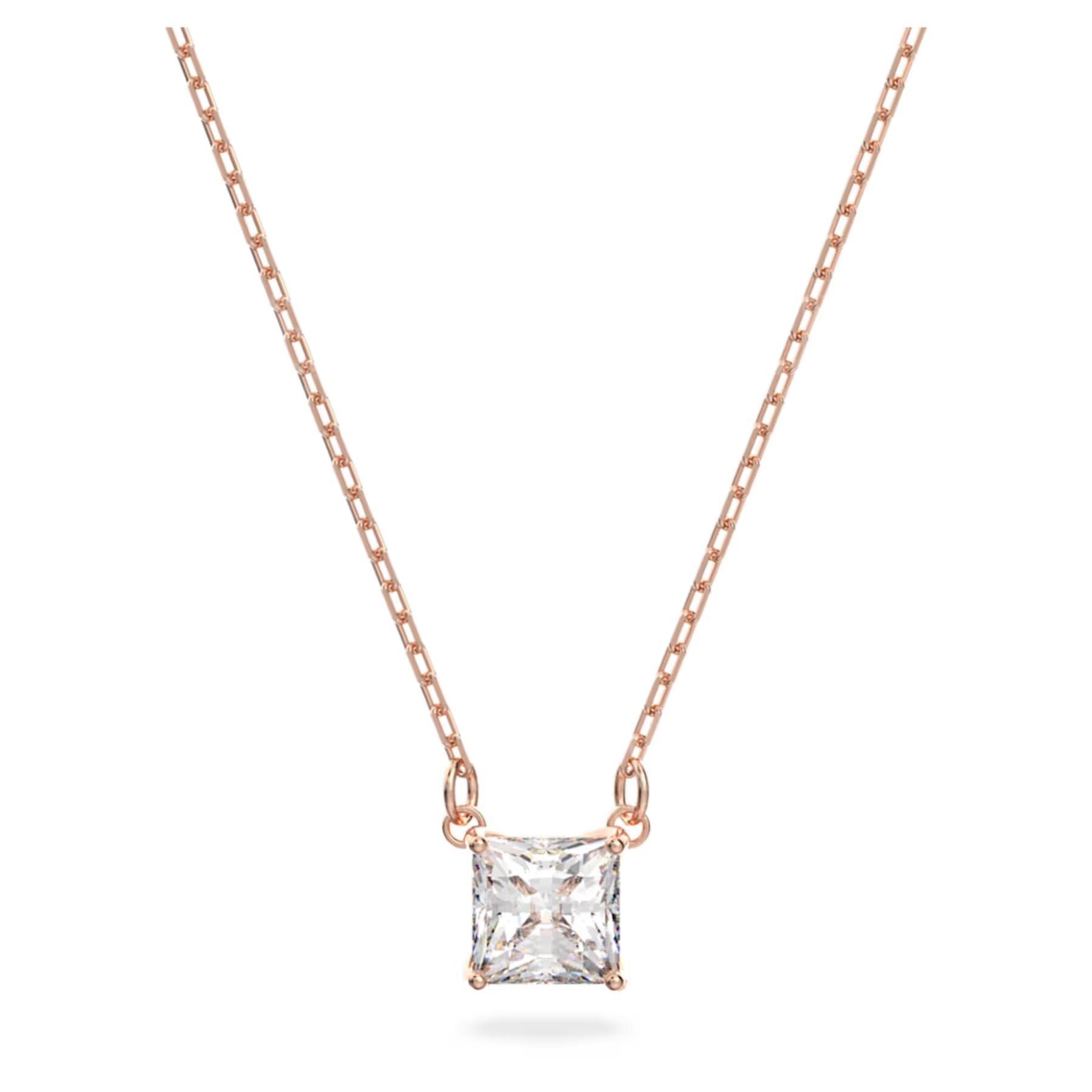 SWAROVSKI Attract Necklace (Square Cut, White, Rose Gold-Tone Plated)