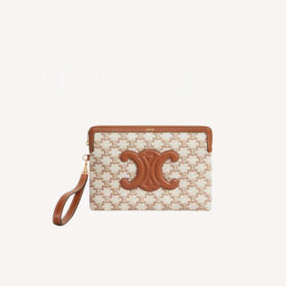 Celine Triomphe 凱旋門印花拉鍊小袋收納包 白色