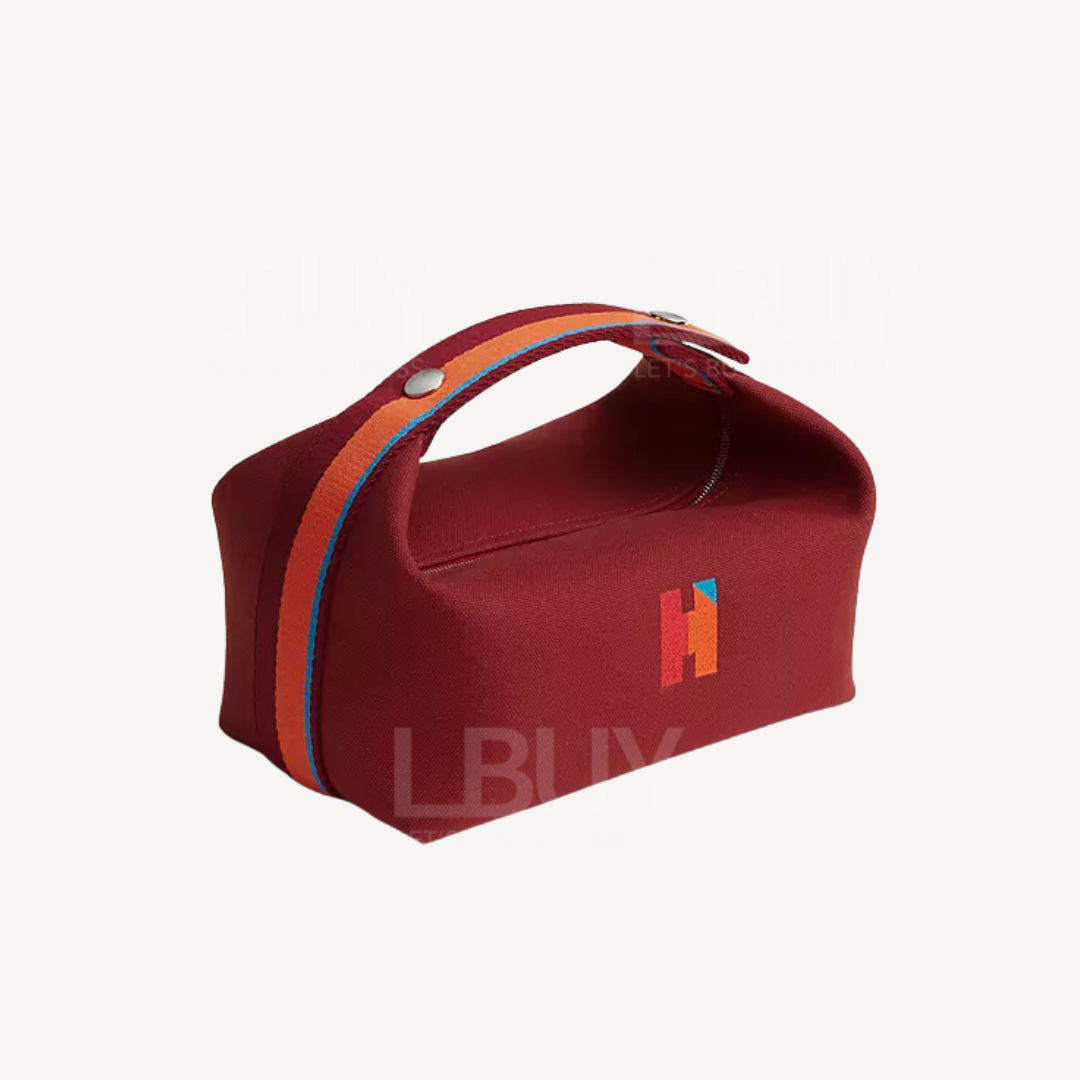 Hermes Cabriole Bride-a-Brac New Lunch Box H Logo Ink Red Small Size