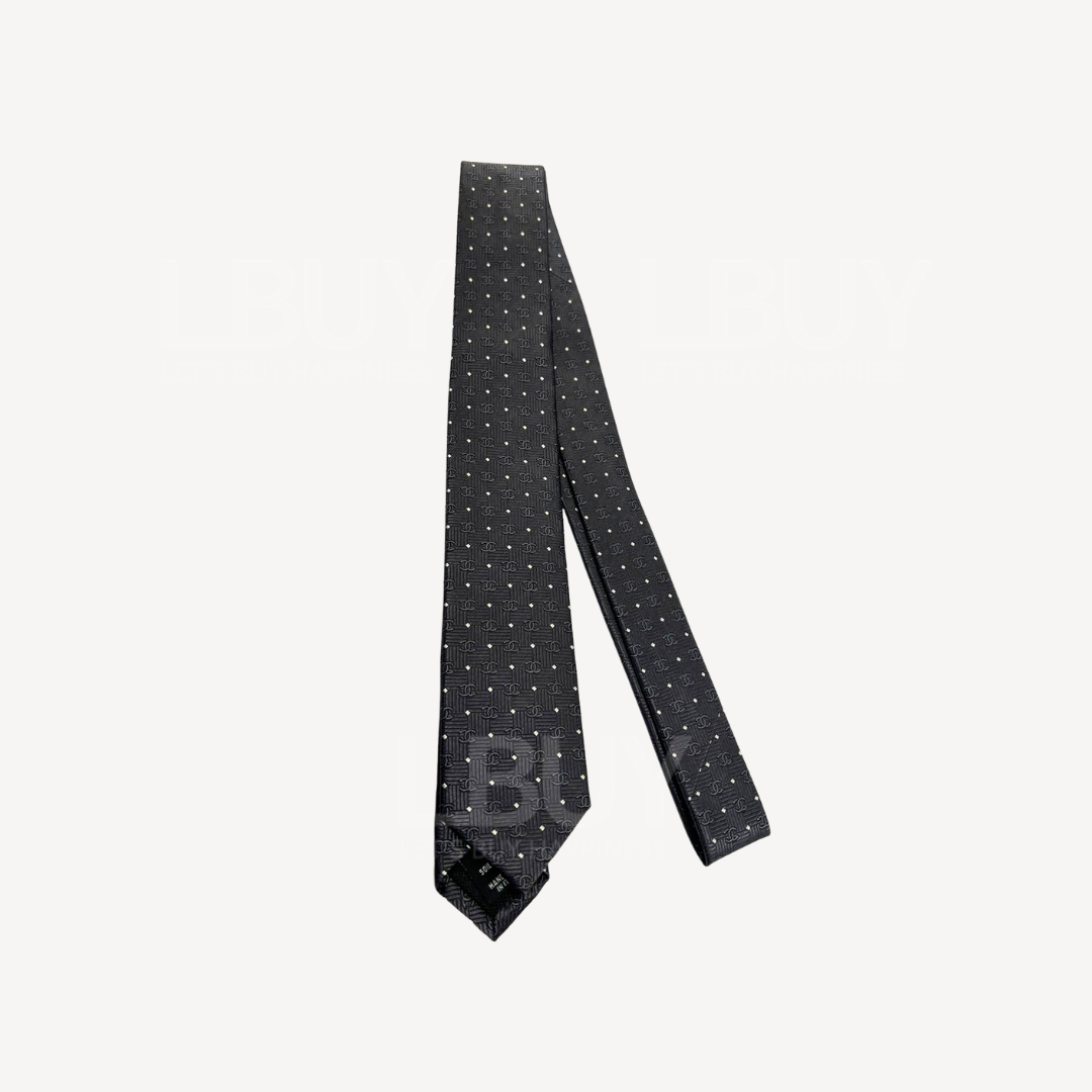 Chanel CC Logo 领带 黑灰色 AAB594