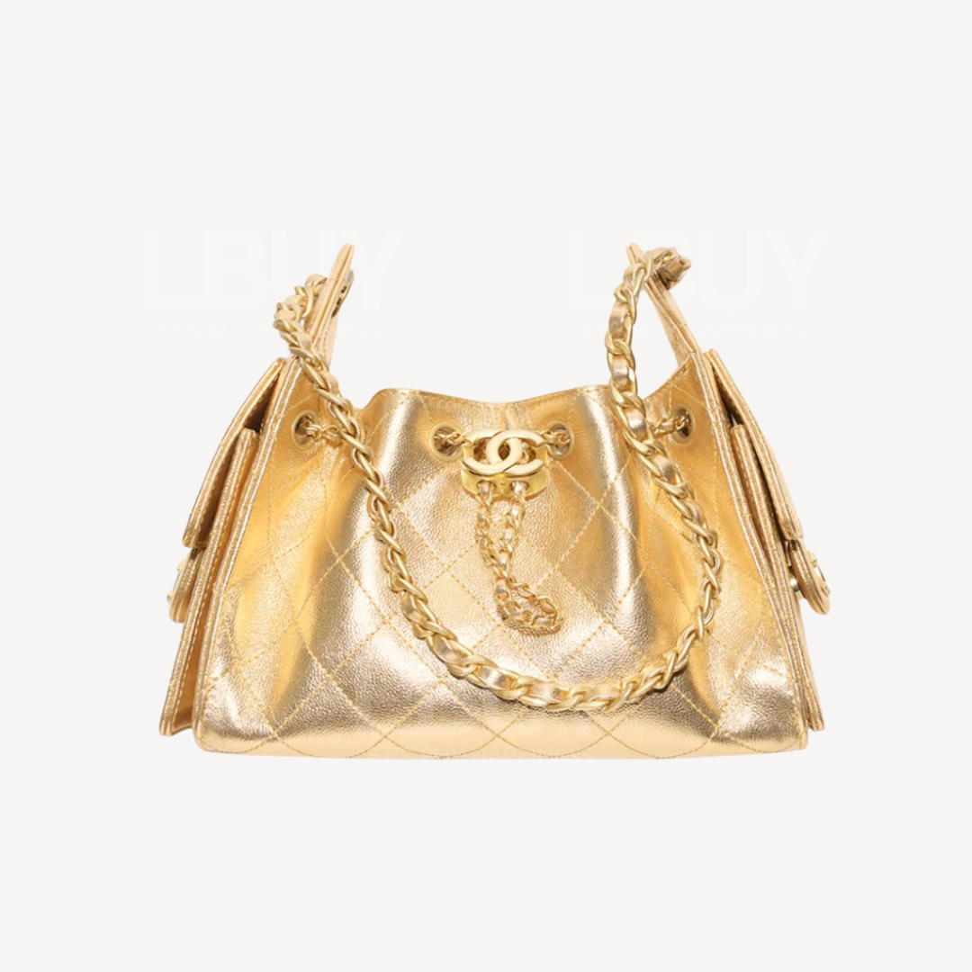 Chanel 25 迷你包 金扣单肩袋 金色 AS5631