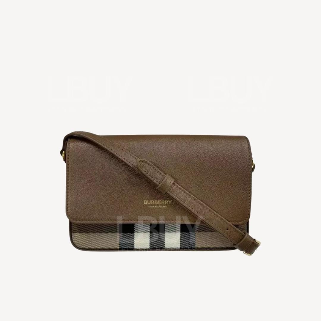 Burberry Hampshire Classic Plaid Brown Leather Sling Bag 81072701