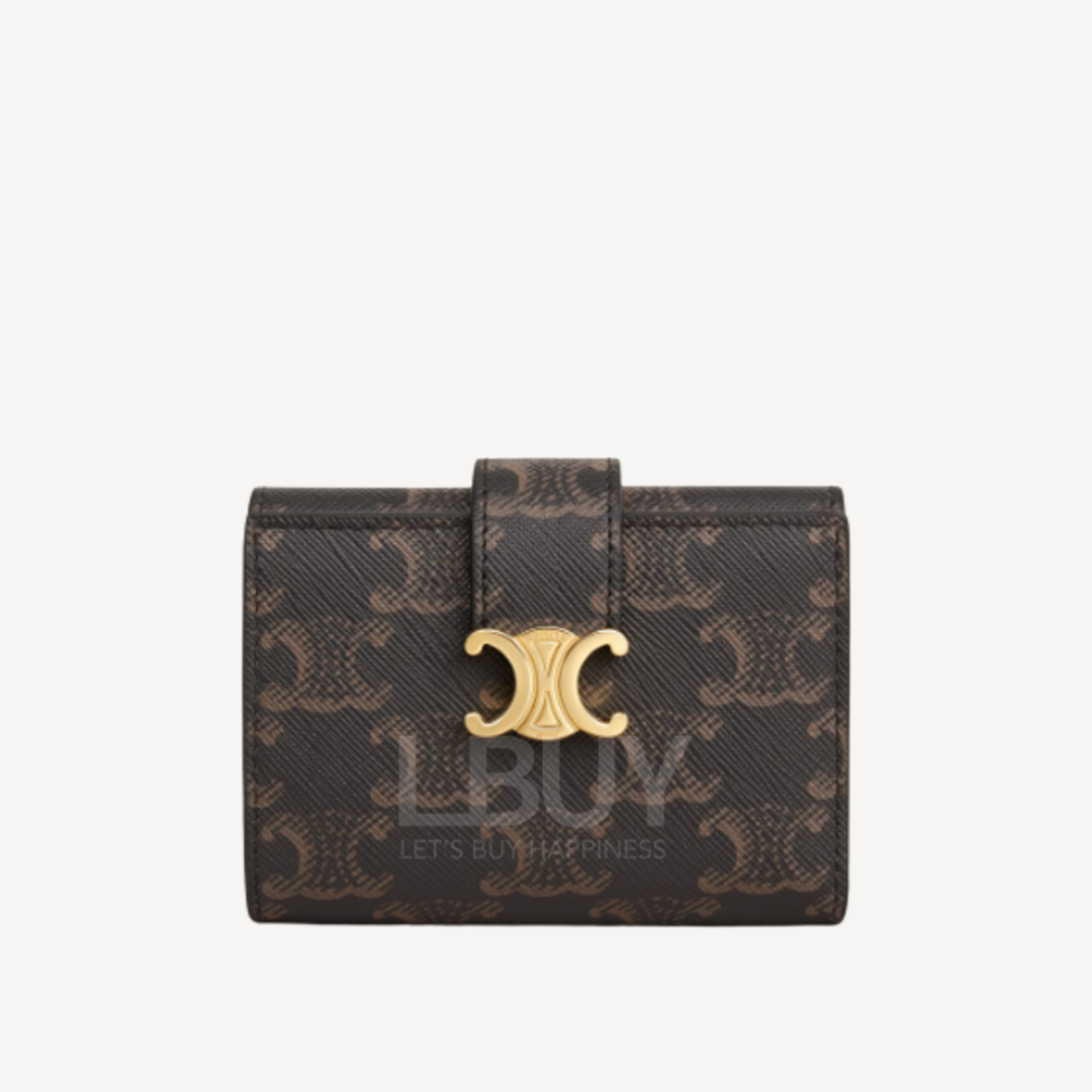 Celine Nino 標誌印花精緻飾帶錢包 棕褐色