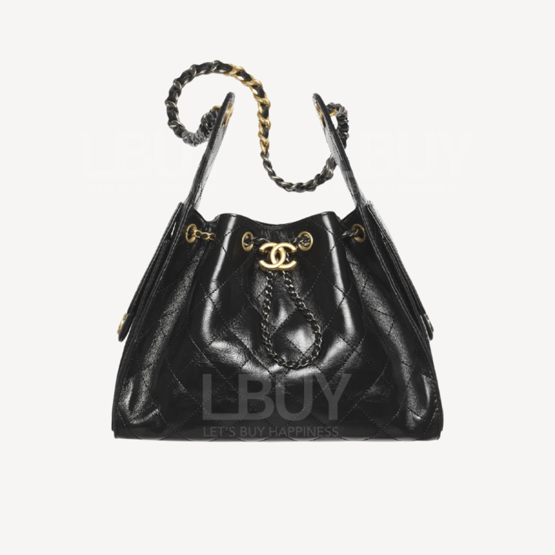 Chanel 25 小型包 金銀色鏈子 單肩袋 黑色AS5293