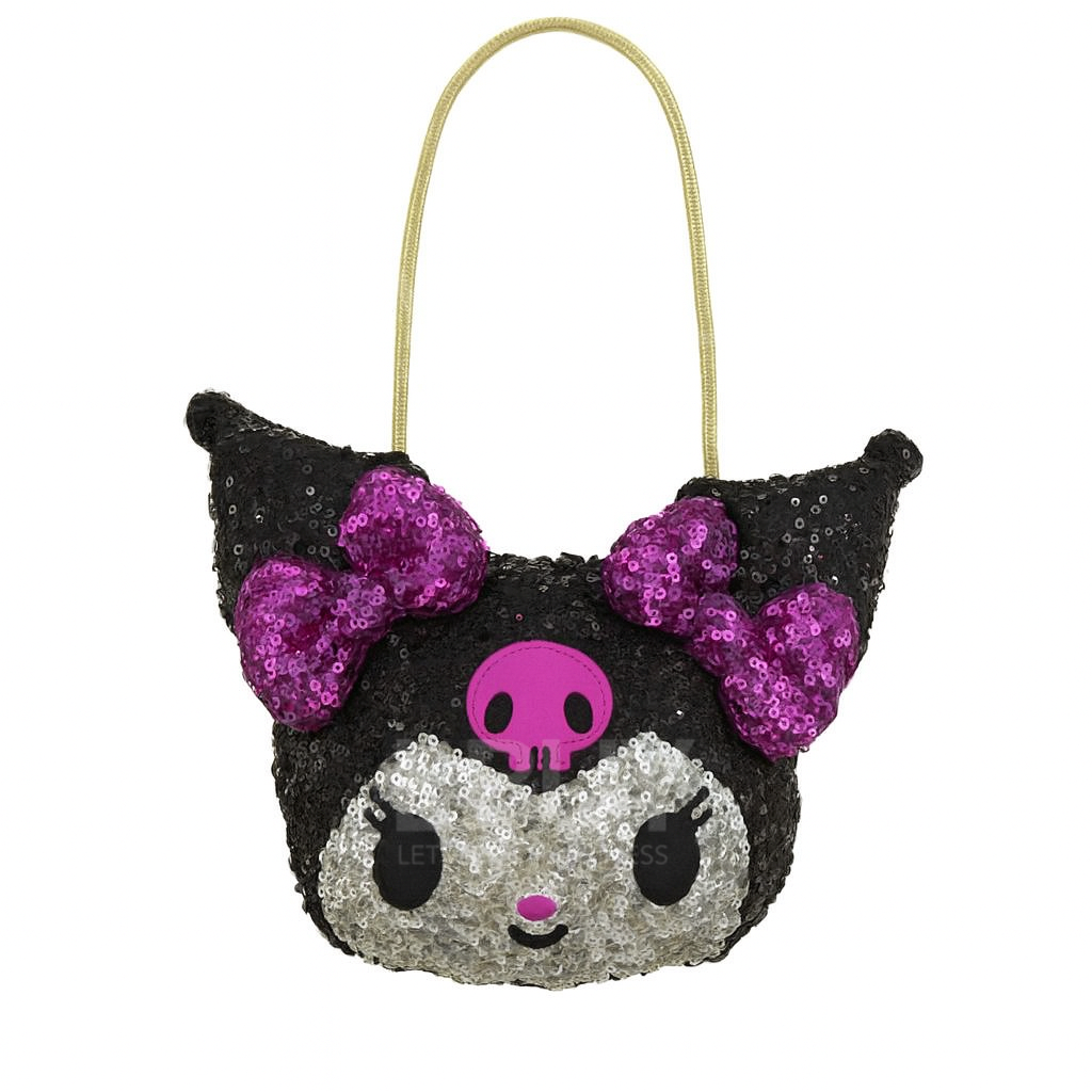 SANRIO-KUROMI SPANGLE系列 新款配有肩帶閃閃零錢包