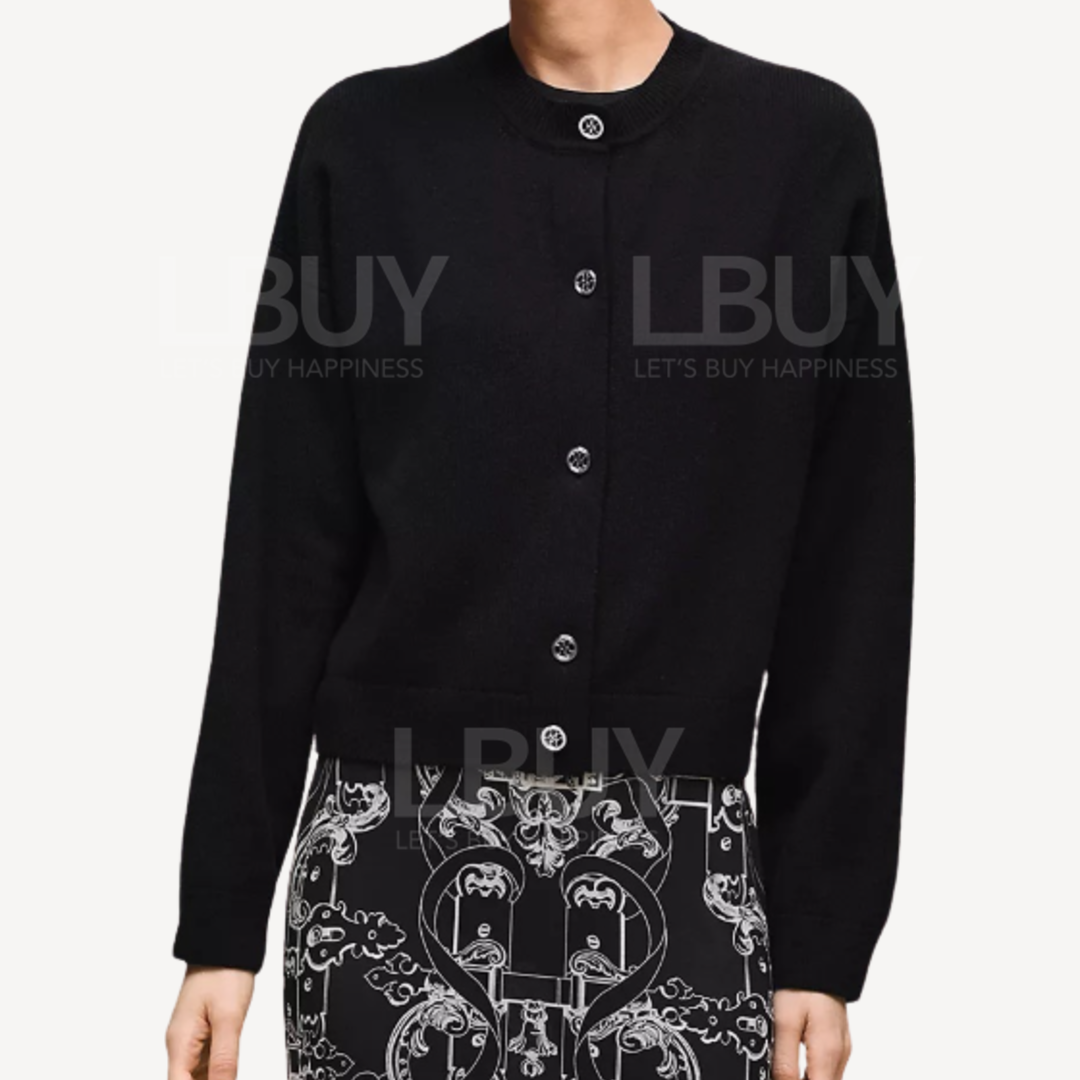 Hermes Maille Cashmere Ecossais Cardigan 開襟羊毛衫 黑色