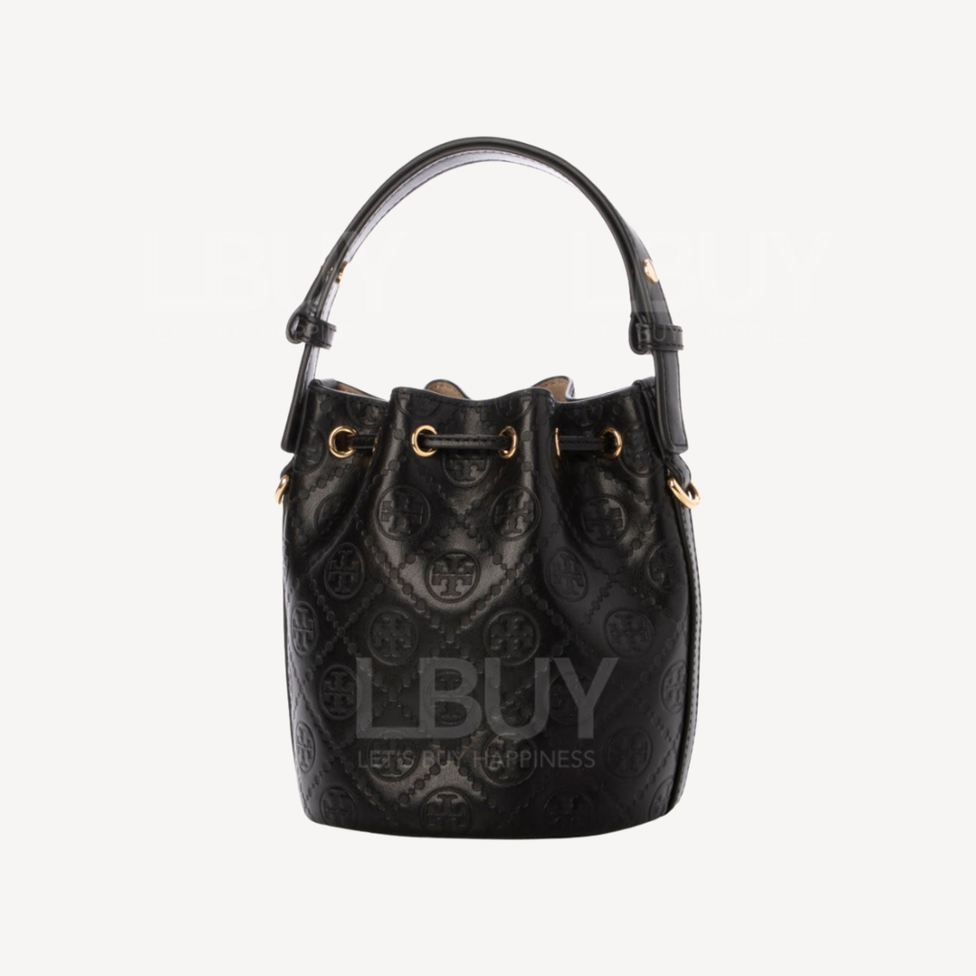 Tory Burch T Monogram 皮革迷你水桶袋 黑色158530