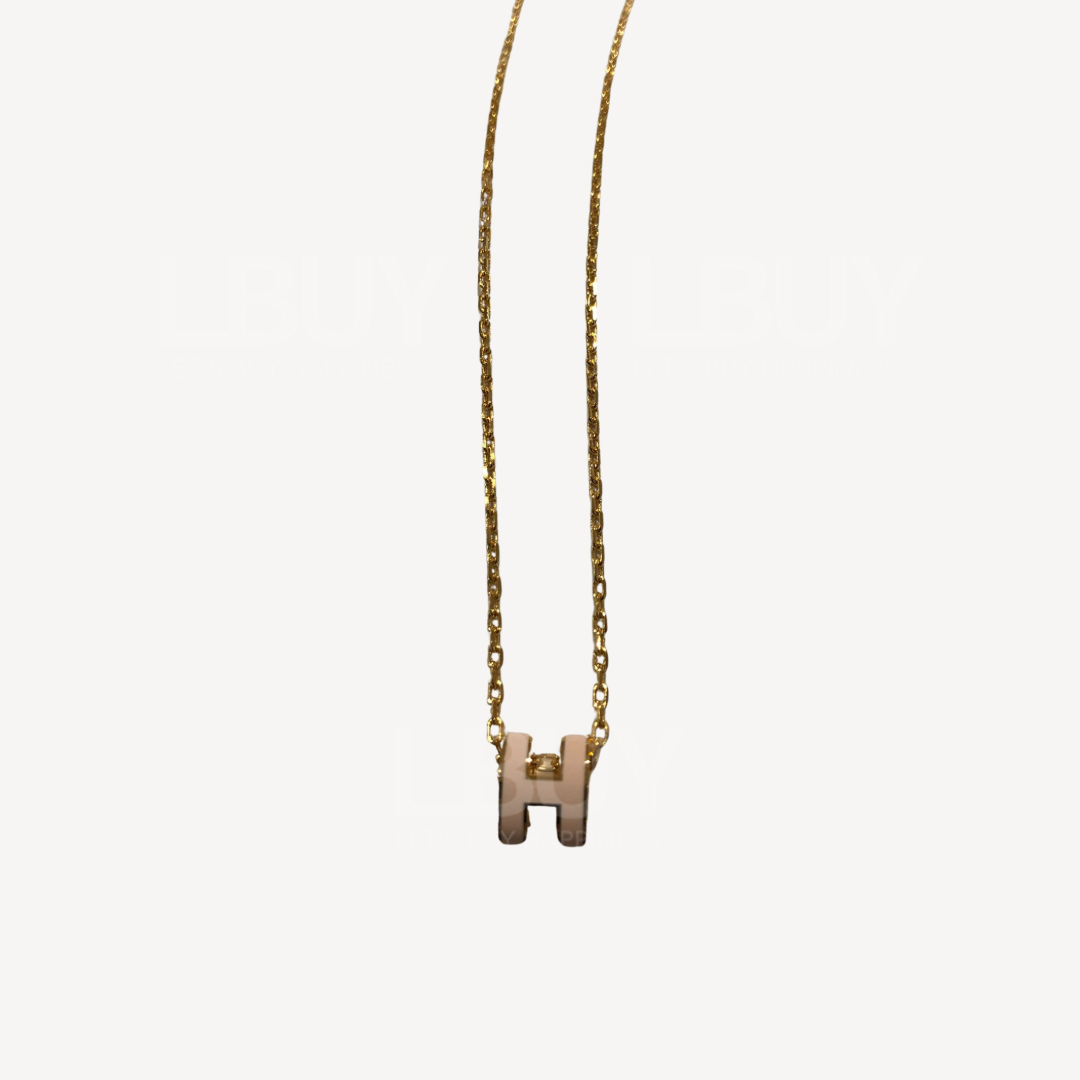 Hermes Mini Pop H Necklace 项链 蜜桃粉配金色