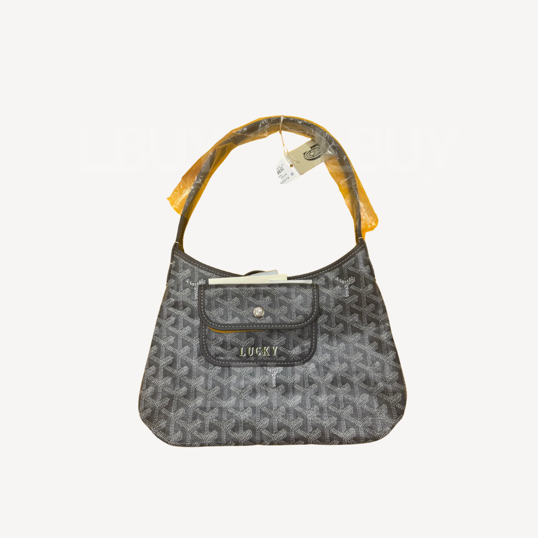 Goyard Boheme Hobo Mini 限量版單肩袋 灰色 併橄欖綠色繪字Lucky