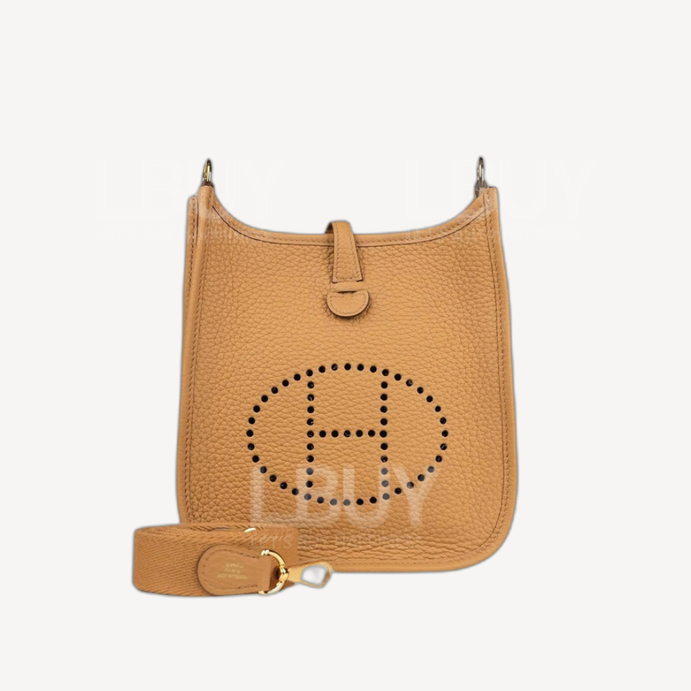 Hermes Mini Evelyne 16 Amazone Bag Biscuit Solid Color Shoulder Strap Short Strap Gold Buckle