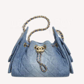 Chanel 25 迷你包 牛仔蓝色金扣 AS5631