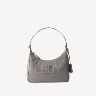 Prada Re-Edition 2005 Re-Nylon and Saffiano 搪瓷金屬三角形標誌迷你袋 雲灰色 1N204X