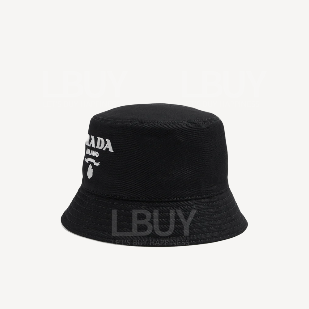 Prada 刺繡logo漁夫帽 黑色 1HC137