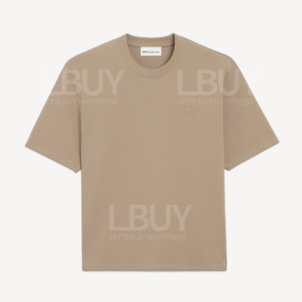 Ami Paris 同色浮飾心心 T-shirt 中性 奶茶色