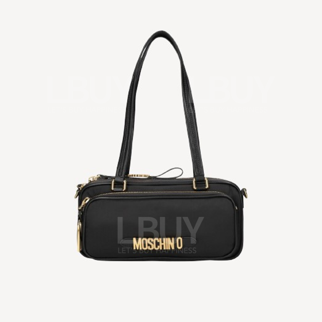 Moschino 金色Logo 黑色尼龍保齡球袋 2B7443