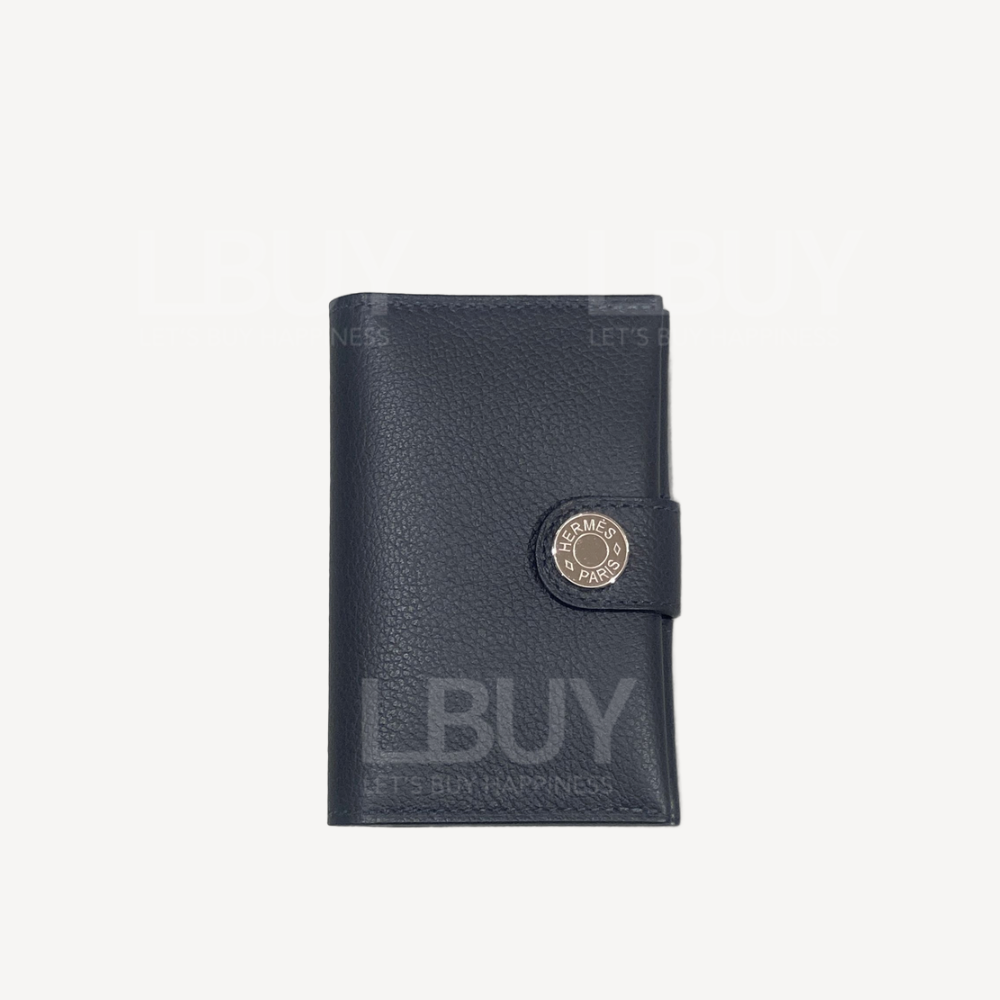 Hermes R.M.S Card Holder 卡包 黑藍色銀扣