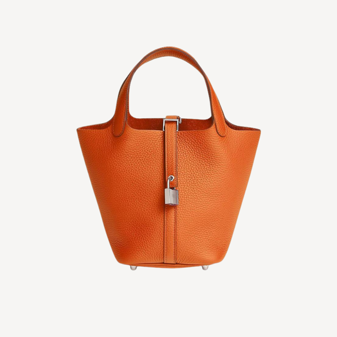 Hermes Picotin Lock 18 Bag 手挽袋 橙色拼银扣