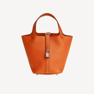 Hermes Picotin Lock 18 Bag 手挽袋 橙色拼银扣