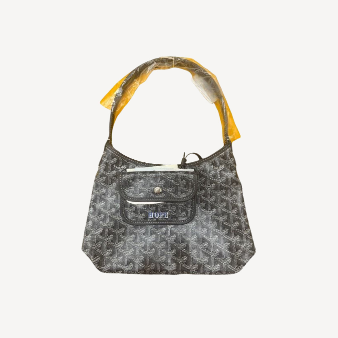 Goyard Boheme Hobo Mini 限量版單肩袋 灰色 併藍色繪字Hope