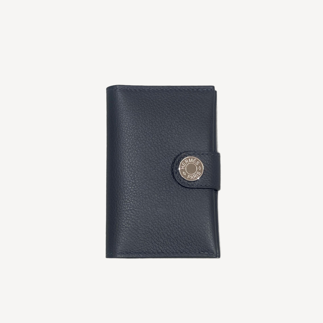 Hermes R.M.S Card Holder 卡包 黑蓝色银扣