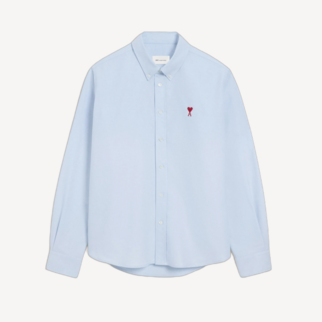 Ami Paris Men's Red Heart Shirt Light Blue BFUSH063