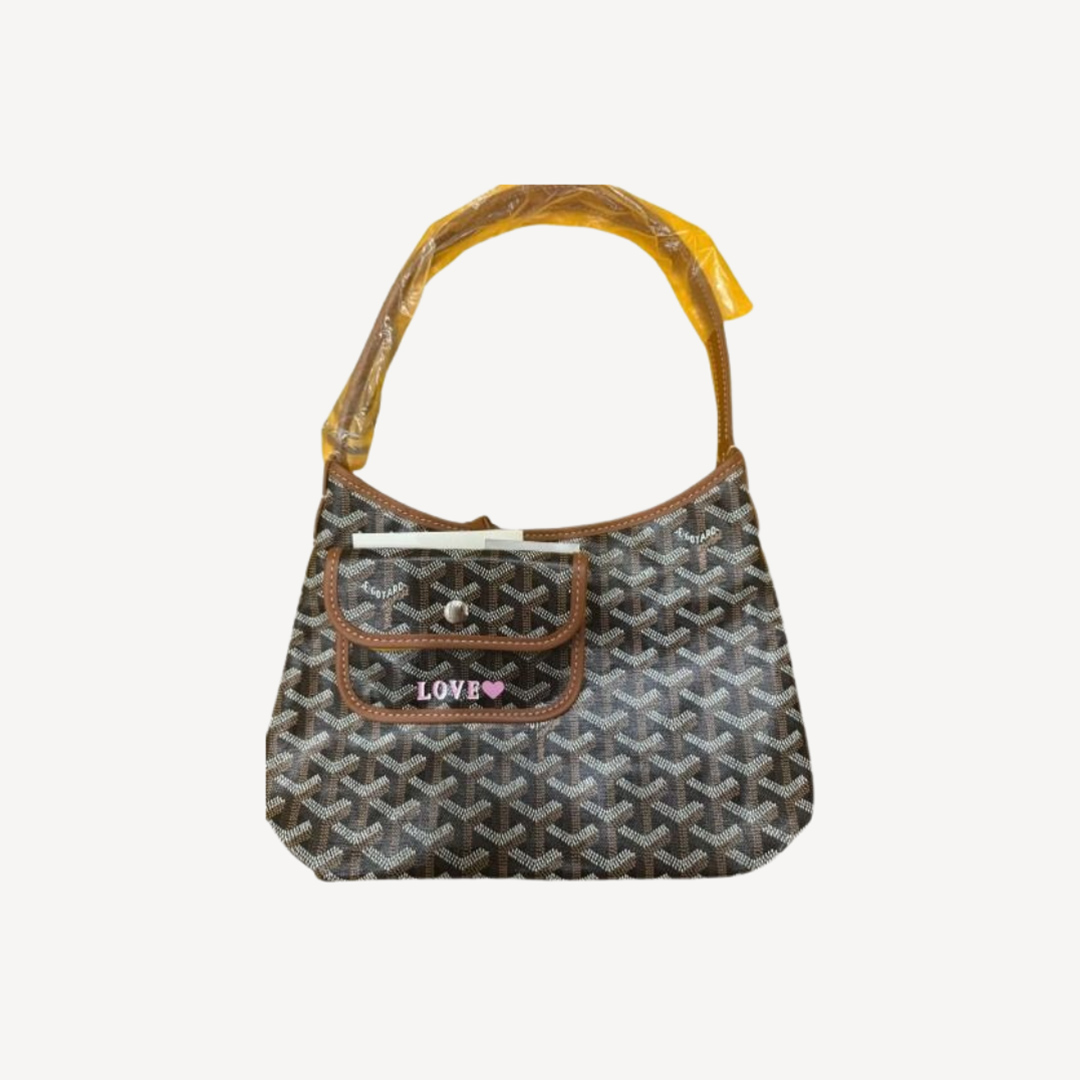 Goyard Boheme Hobo Mini 限量版單肩袋 黑併啡色 併粉紅色繪字Love