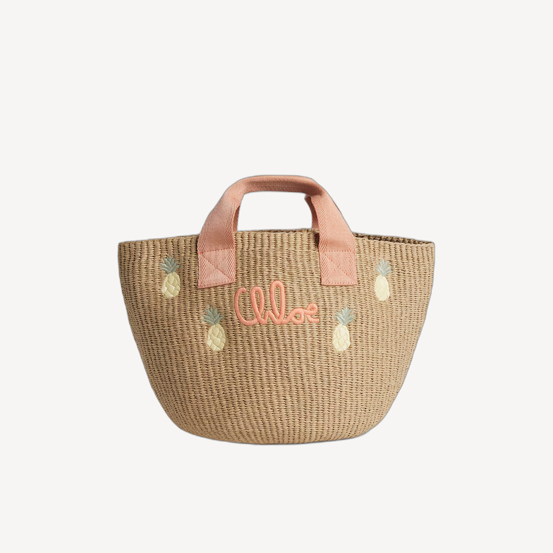 Chloe Basket 粉紅色刺繡logo籃子手提袋