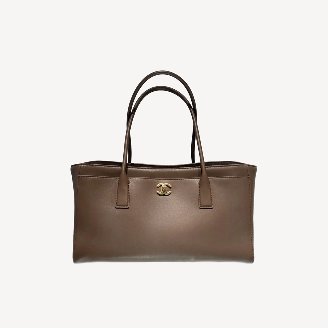 Chanel 細號小牛皮手挽袋購物袋 灰色 AS6243