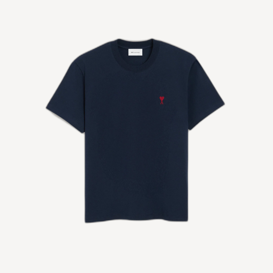 Ami Paris Regular fit dark blue red heart T-shirt neutral
