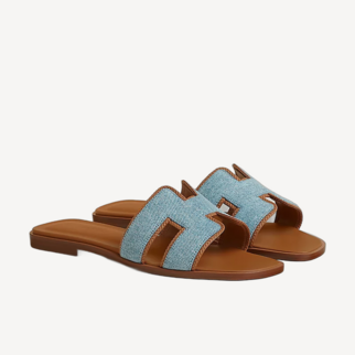 Hermes Oran Sandal 涼鞋 牛仔藍色 自然色