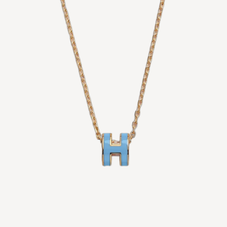 Hermes Mini Pop H Necklace Bleu Orage