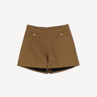 Balmain Gold Button Shorts Brown